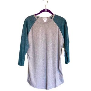 LuLaRoe Elegant Randy Tee Top Size M Teal Shimmer